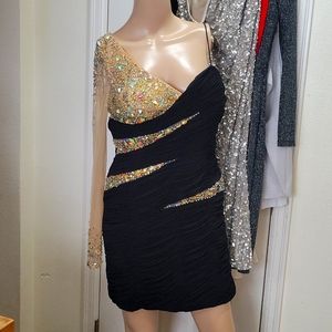 Hand Beaded Coya Collection Dress Gown above knee